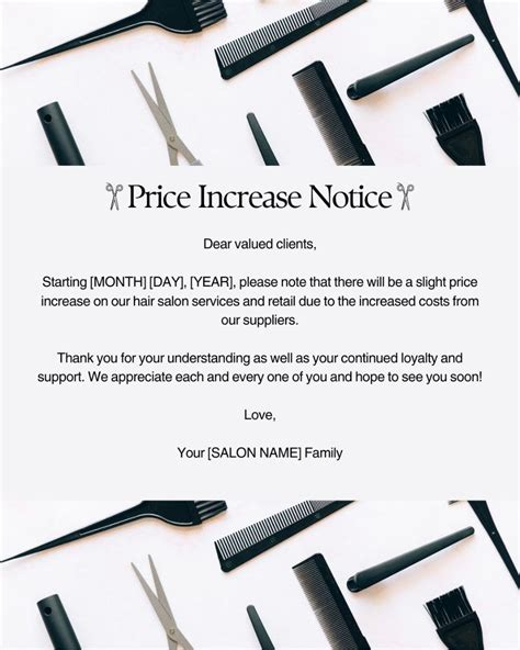 Salon Price Increase